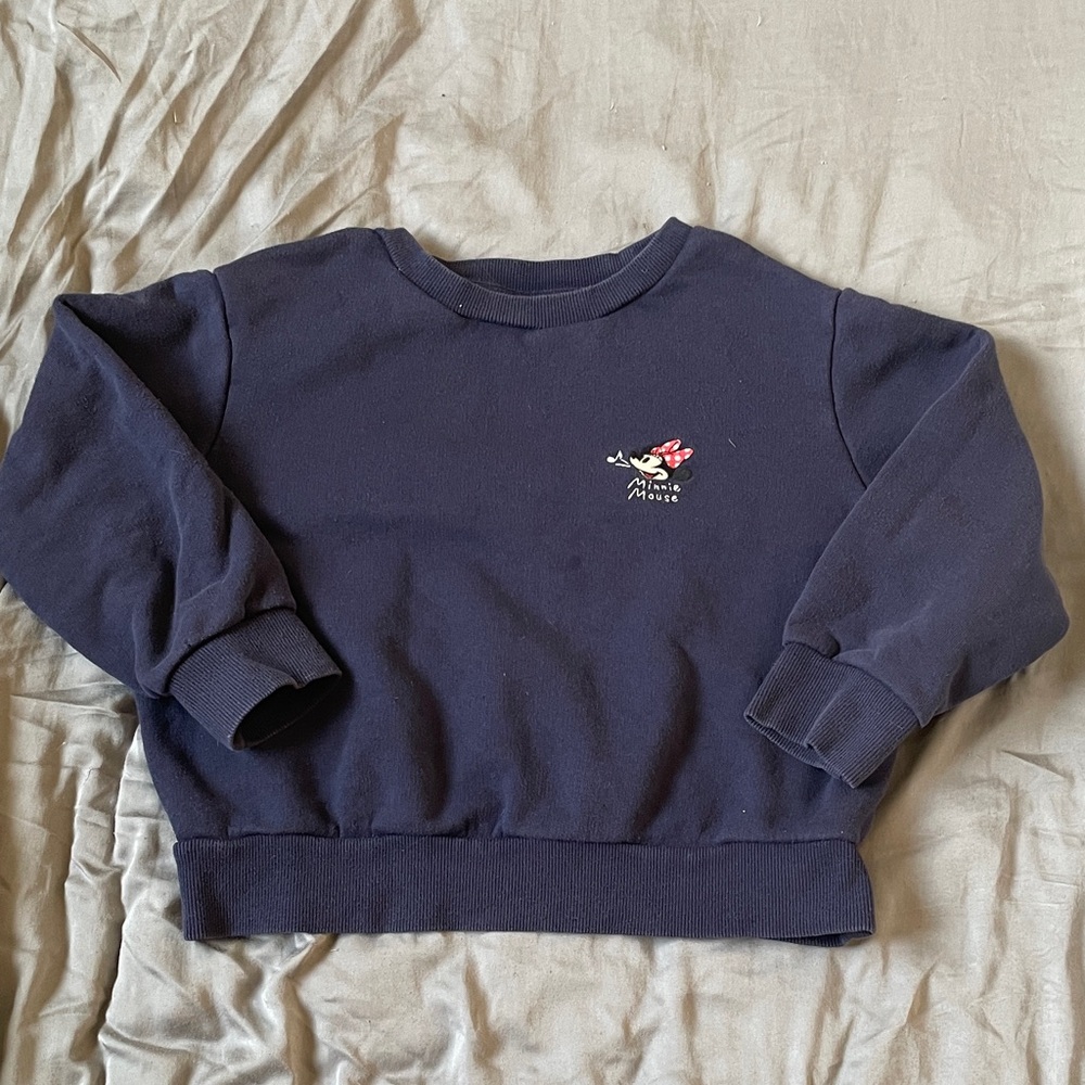 Uniqlo Kids Navy Sweatshirt with Minnie Mouse Embroidery